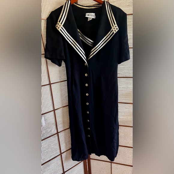 S.L. Fashions women 80s vintage nautical navy blazer sailor dress - Picture 6 of 9